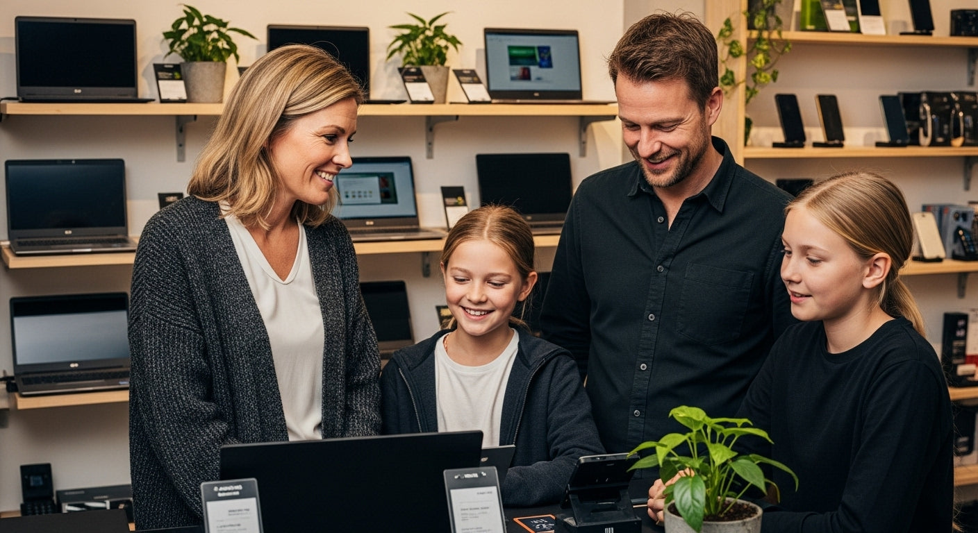 brukt elektronikk, familie, butikk