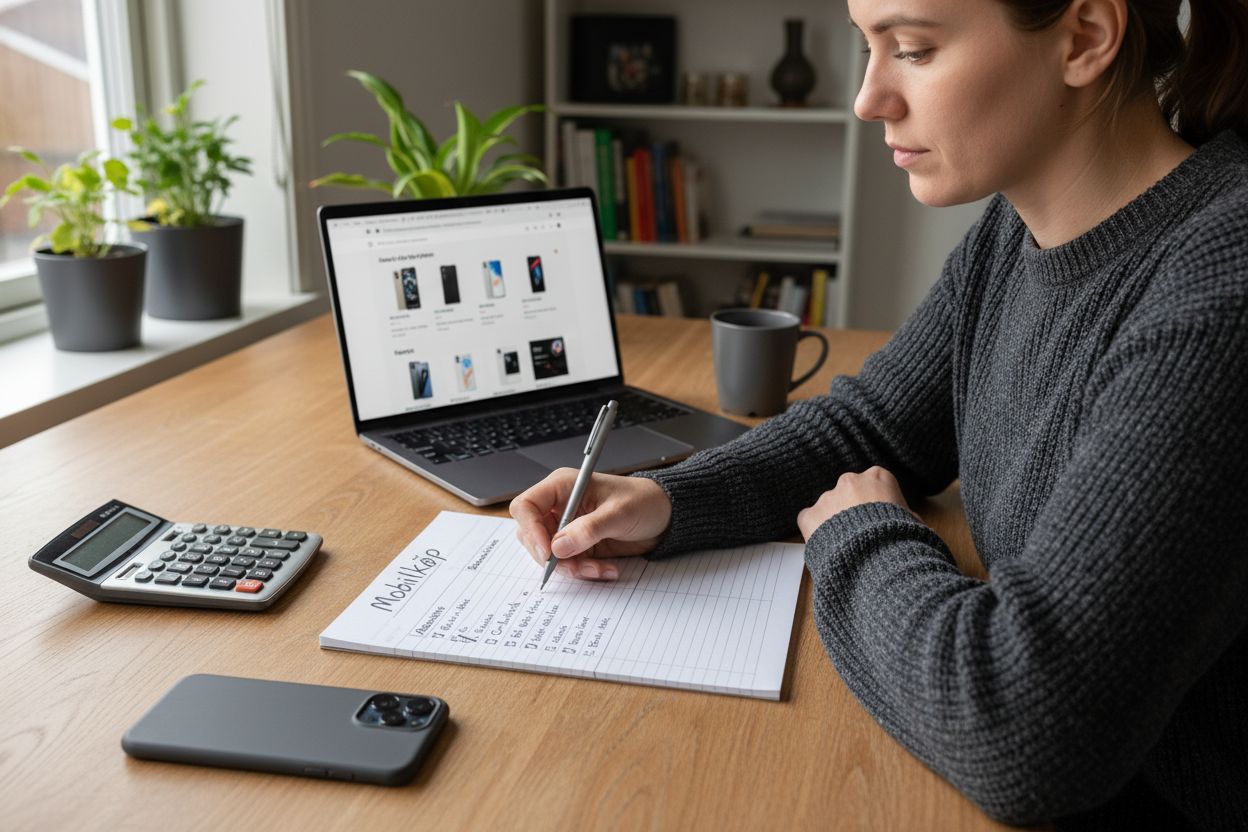 sjekkliste for mobilkjøp, budsjettering, valg